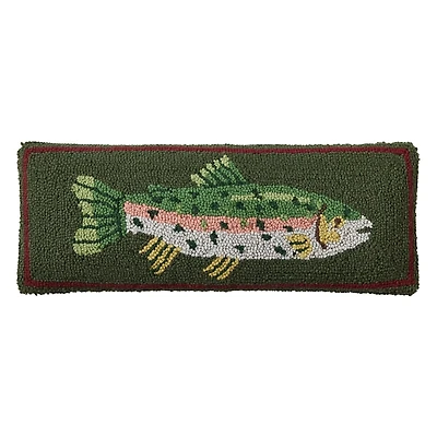 Camp Wandawega Trout Hooked Wool Lumbar Pillow