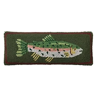Camp Wandawega Trout Hooked Wool Lumbar Pillow