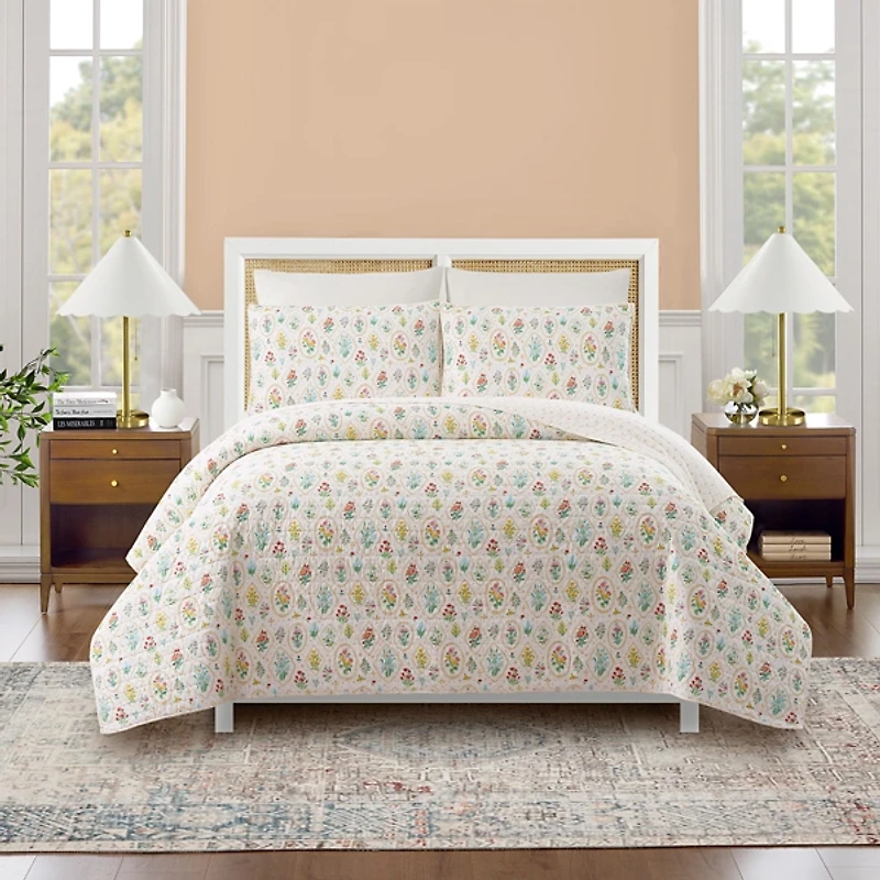 Floral Wallpaper 3-pc. Full/Queen Quilt Set