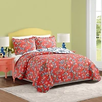 Red Floral Dreams 3-pc. King Quilt Set