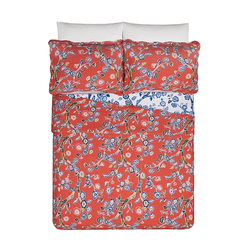Red Floral Dreams 3-pc. King Quilt Set