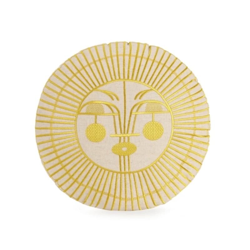 Round Yellow Sunshine Face Pillow