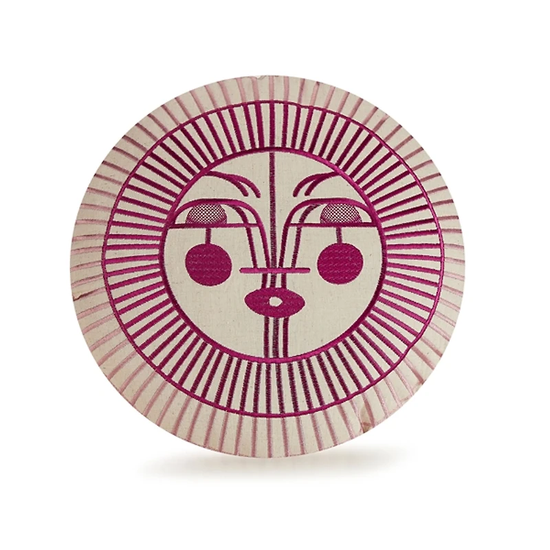 Round Pink Sunshine Face Pillow