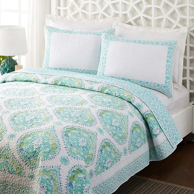 Blue Bohemian Breeze 3-pc. King Quilt Set