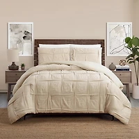 Tan Riley Pleated 3-pc. Full/Queen Comforter Set