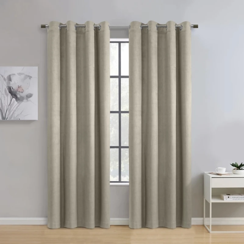 Taupe Paris Velvet Blackout Curtain Panel, 108 in.