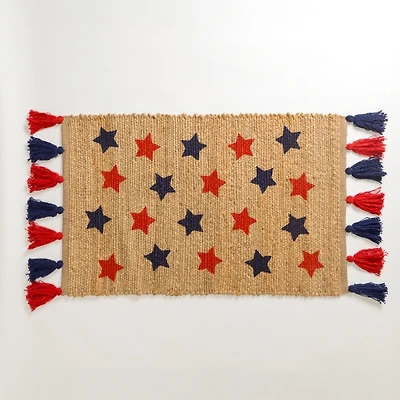 Patriotic Stars Jute Scatter Rug