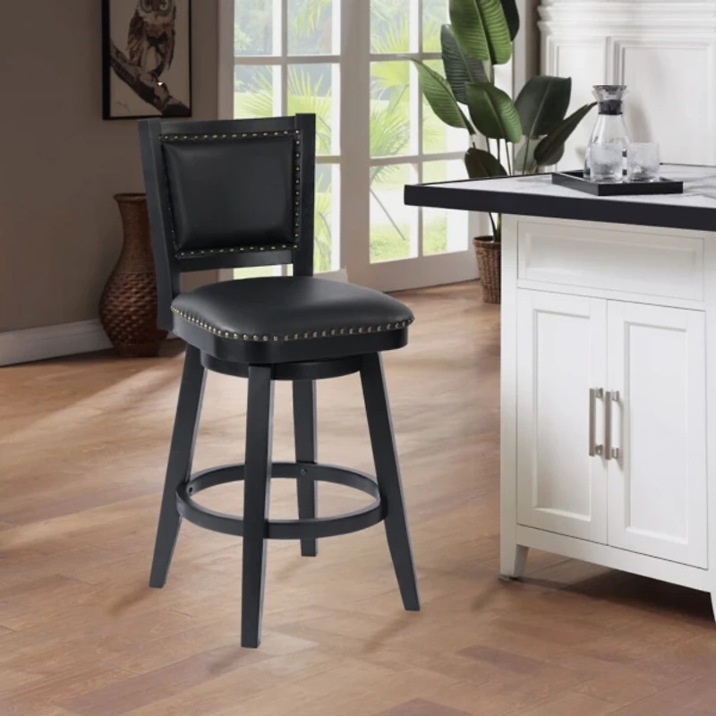 Black Faux Leather Swivel Broadmoor Bar Stool