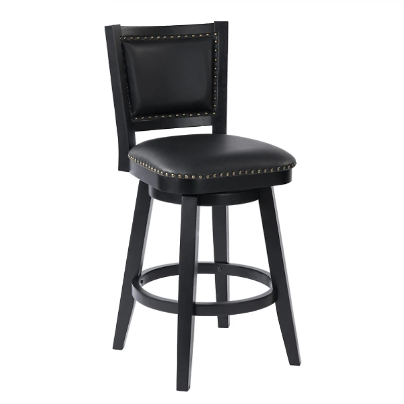 Black Faux Leather Swivel Broadmoor Bar Stool