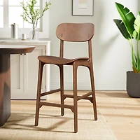 Light Brown Mid-Century Modern Bar Stool