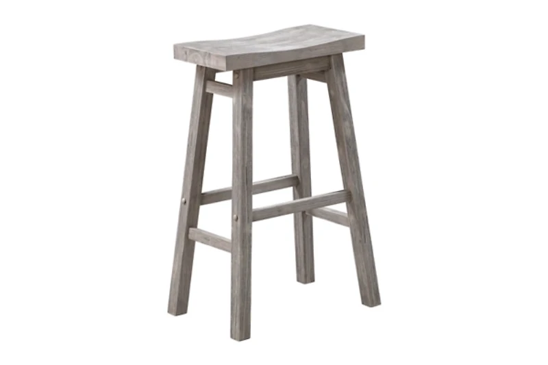 Gray Wire Brush Saddle Bar Stools, Set of 2