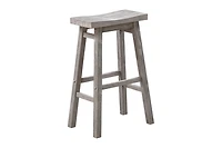 Gray Wire Brush Saddle Bar Stools, Set of 2
