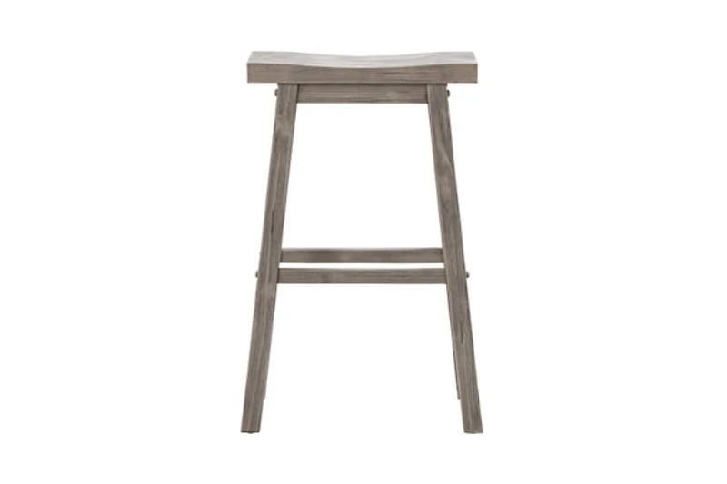 Gray Wire Brush Saddle Bar Stools, Set of 2