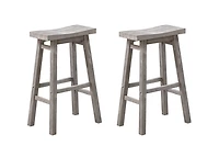 Gray Wire Brush Saddle Bar Stools, Set of 2