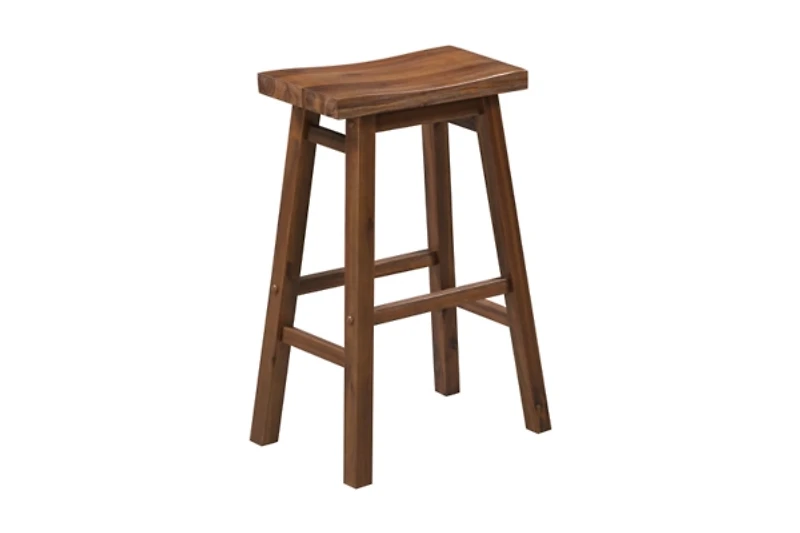 Chestnut Wire Brush Saddle Bar Stools, Set of 2