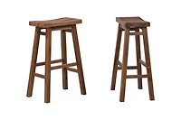 Chestnut Wire Brush Saddle Bar Stools, Set of 2