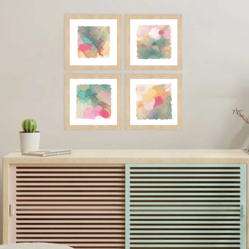 Abstract Pastels Framed Art Prints, Set of 4