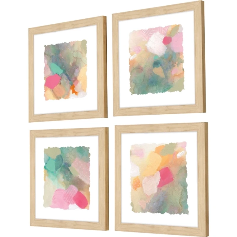 Abstract Pastels Framed Art Prints, Set of 4