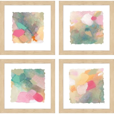 Abstract Pastels Framed Art Prints, Set of 4