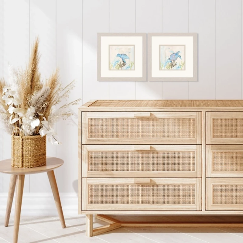 Blue Sea Turtle Frames Art Prints, Set of 2