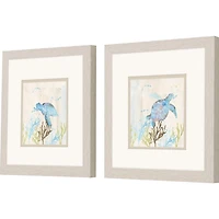 Blue Sea Turtle Frames Art Prints, Set of 2