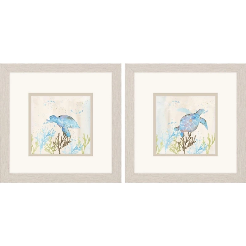 Blue Sea Turtle Frames Art Prints, Set of 2