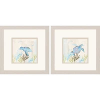 Blue Sea Turtle Frames Art Prints, Set of 2
