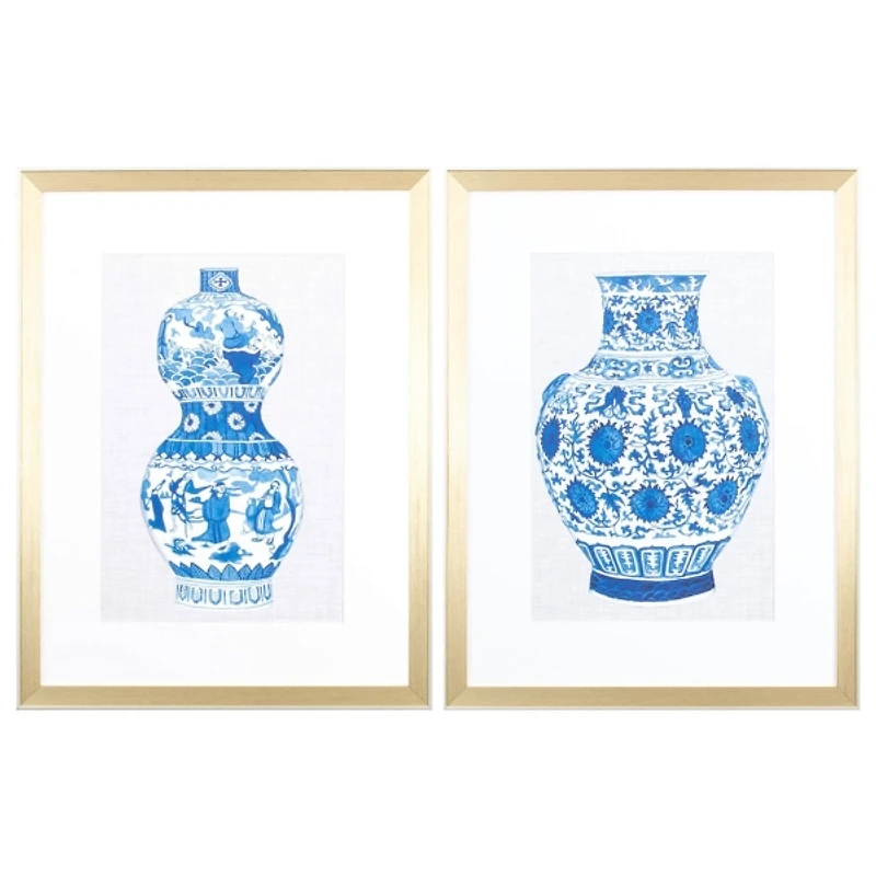 Chinoiserie Vases II Framed Art Prints, Set of 2