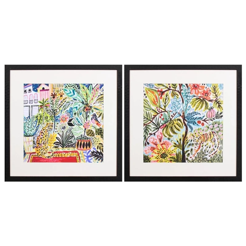 Jungle Cat Landscape Framed Art Prints, Set of 2