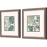 Green Summer Leaves Framed Art Prints, Set of 2