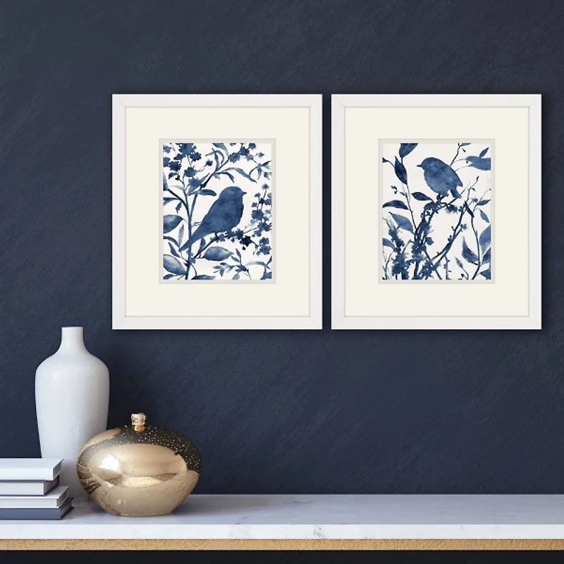 Bluebird Silhouette Framed Art Prints, Set of 2