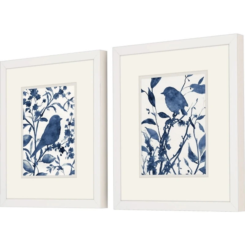 Bluebird Silhouette Framed Art Prints, Set of 2