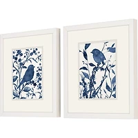 Bluebird Silhouette Framed Art Prints, Set of 2