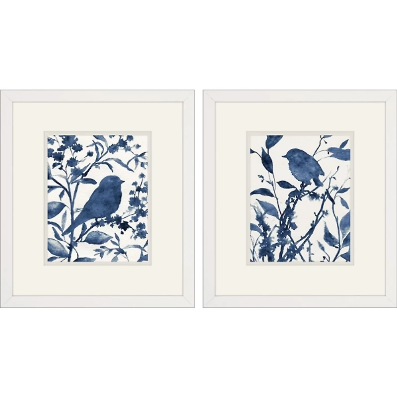 Bluebird Silhouette Framed Art Prints, Set of 2