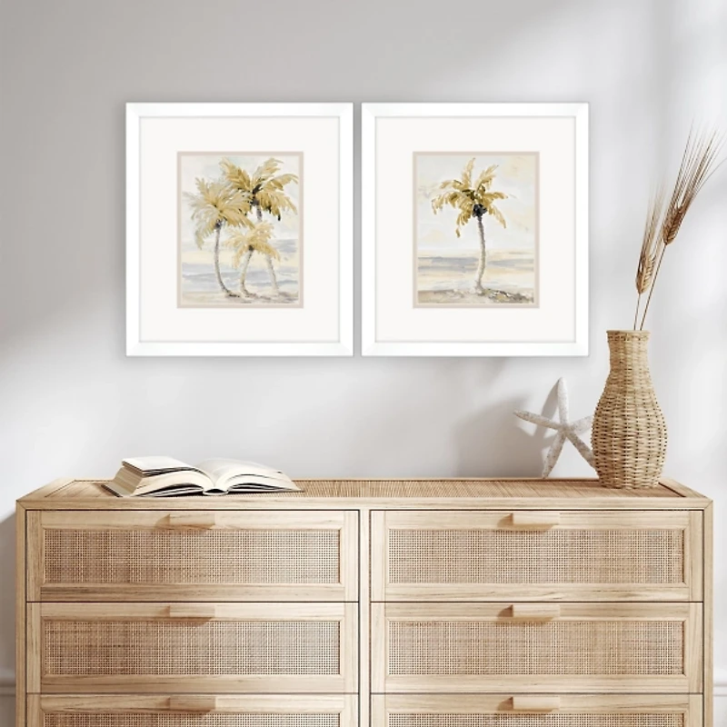 Golden Palm Framed Art Prints, Set of 2