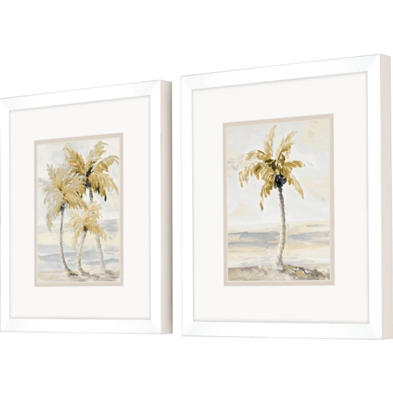 Golden Palm Framed Art Prints, Set of 2