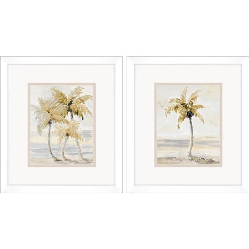 Golden Palm Framed Art Prints, Set of 2