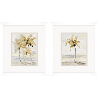 Golden Palm Framed Art Prints, Set of 2