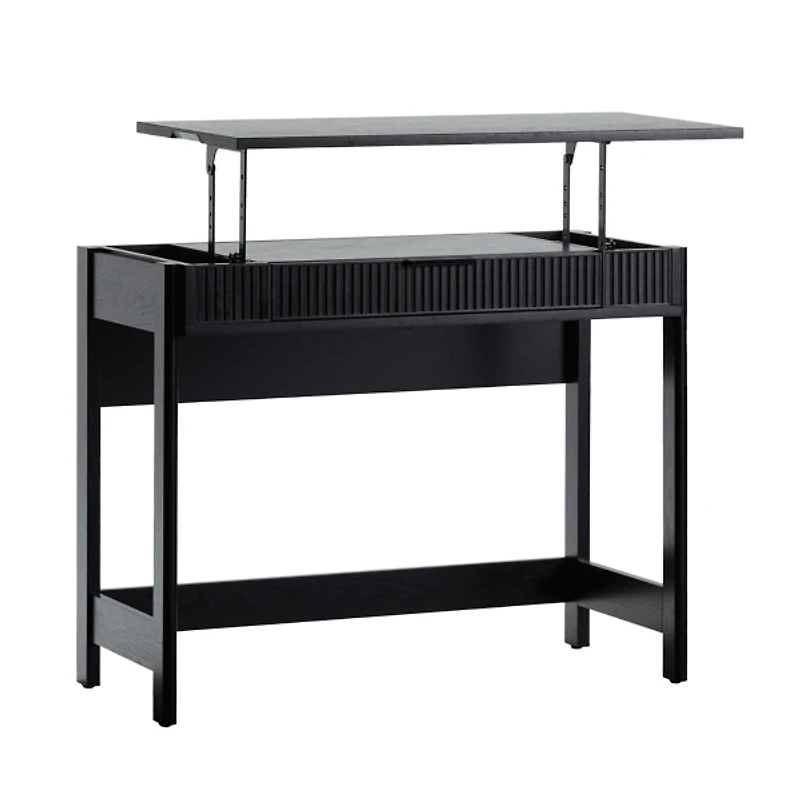Black Reeded Wood Lift-Top Desk