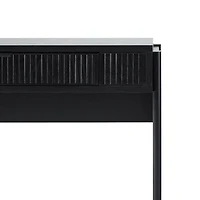 Black Reeded Wood Lift-Top Desk