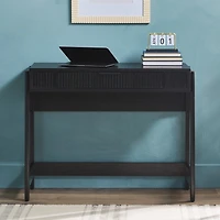 Black Reeded Wood Lift-Top Desk