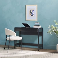 Black Reeded Wood Lift-Top Desk