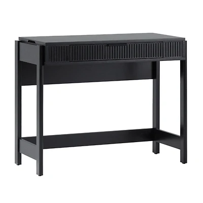 Black Reeded Wood Lift-Top Desk