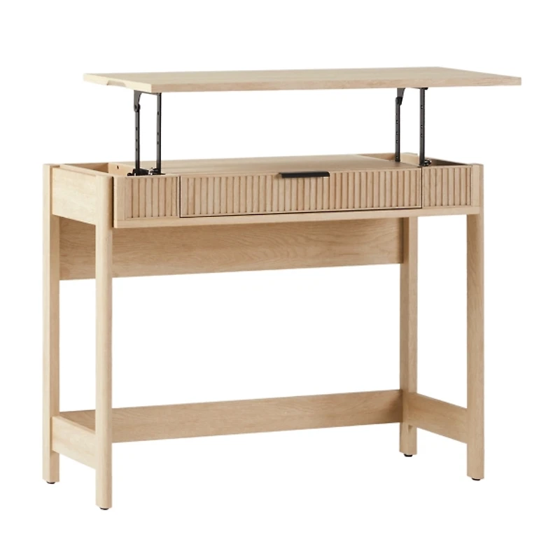 Natural Reeded Wood Lift-Top Desk