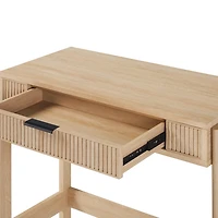 Natural Reeded Wood Lift-Top Desk