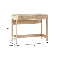 Natural Reeded Wood Lift-Top Desk