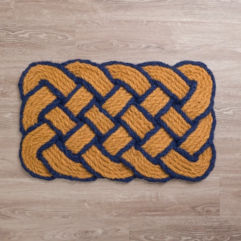 Natural and Blue Woven Doormat