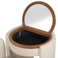 Nora Ivory Chair and Mirror Vanity Set