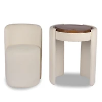 Nora Ivory Chair and Mirror Vanity Set