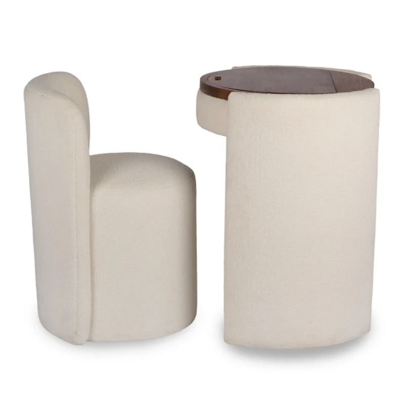 Nora Ivory Chair and Mirror Vanity Set